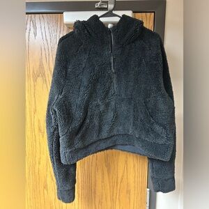 Scuba Oversized Half-Zip Fleece Hoodie- Black M/L